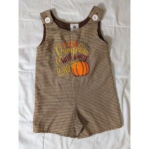 Baby Pumpkin Brown checked romper "Little Pumpkin With A Lot Of Spice" 12 months